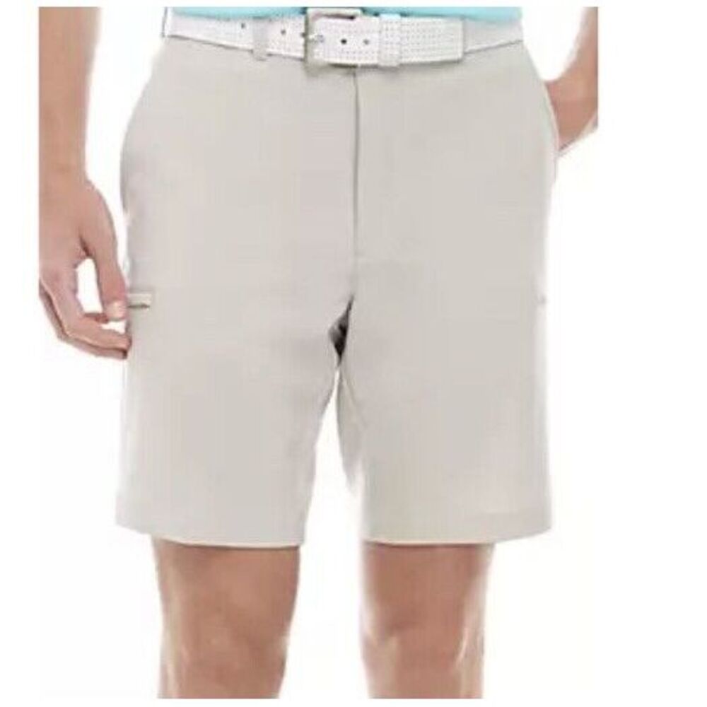 New PGA Tour Mens Tech Cargo Shorts‎ Silver Lining Khaki Size 36